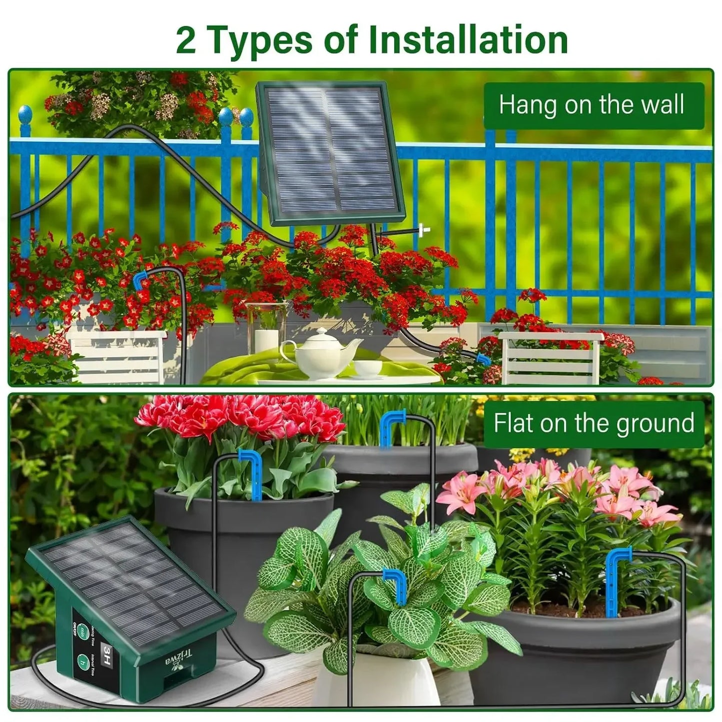 NEW Arrivals Solar Irrigation System for Garden Balcony Automatic Drip Irrigation System DIY Garden Watering System Drip Hose Irrigation Home Indoor Outdoor Watering Products