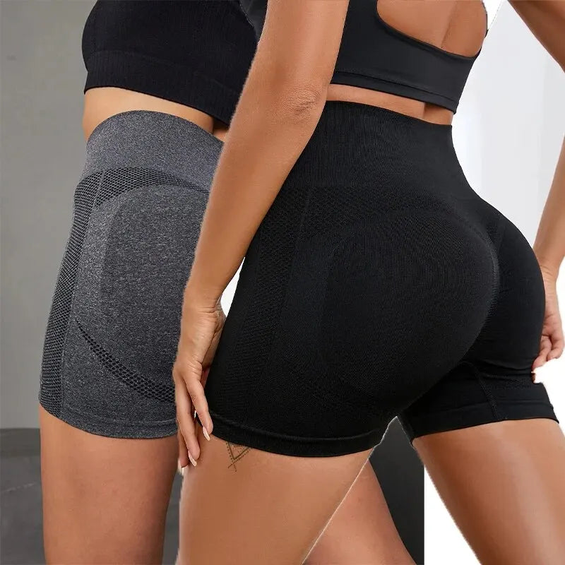 Women's Two-Piece Tight-Fitting Seamless Shorts High-Waisted Quick-Drying Breathable Yoga Pants Running Exercise Fitness Shorts