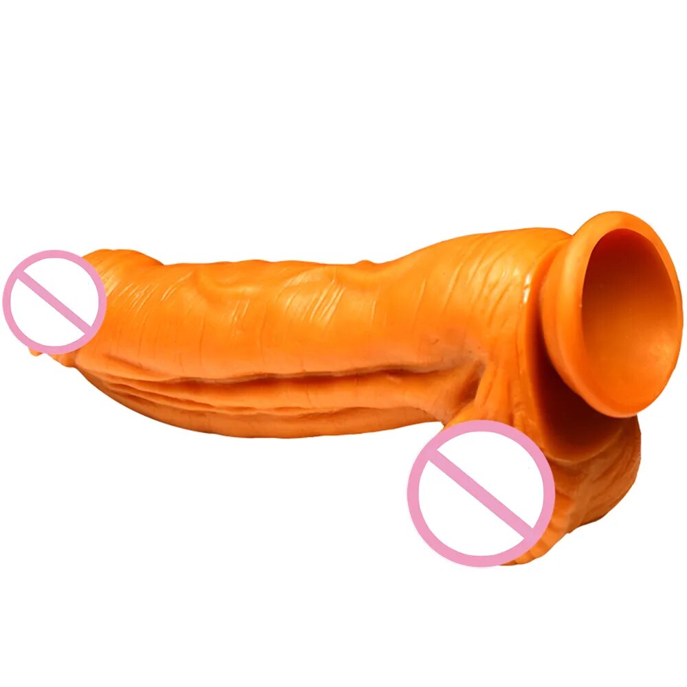 Huge Gold Dildo Super Soft Realistic Penis Dick Strapon Female Masturbator Double Layer Silicone Suction Cup Sex Toys For Woman