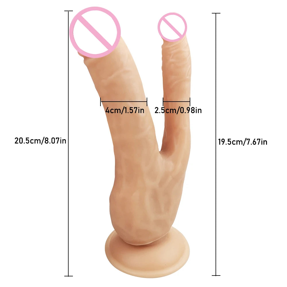 Double Dildos Double Penetration Vagina and Anus Big Realistic Double Headed Penis Soft Phallus Sex Toys for Women Masturbation