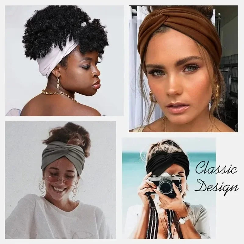 NEW Arrivals 44 Colors/Patterns Sports Elastic Wide-Brimmed Headband Unisex Solid Color Knotted Soft Anti-Slip Warm Turban Bandana Elastic Hairband Ladies Girls Fashion Apparel Accessories Clothing Supplies