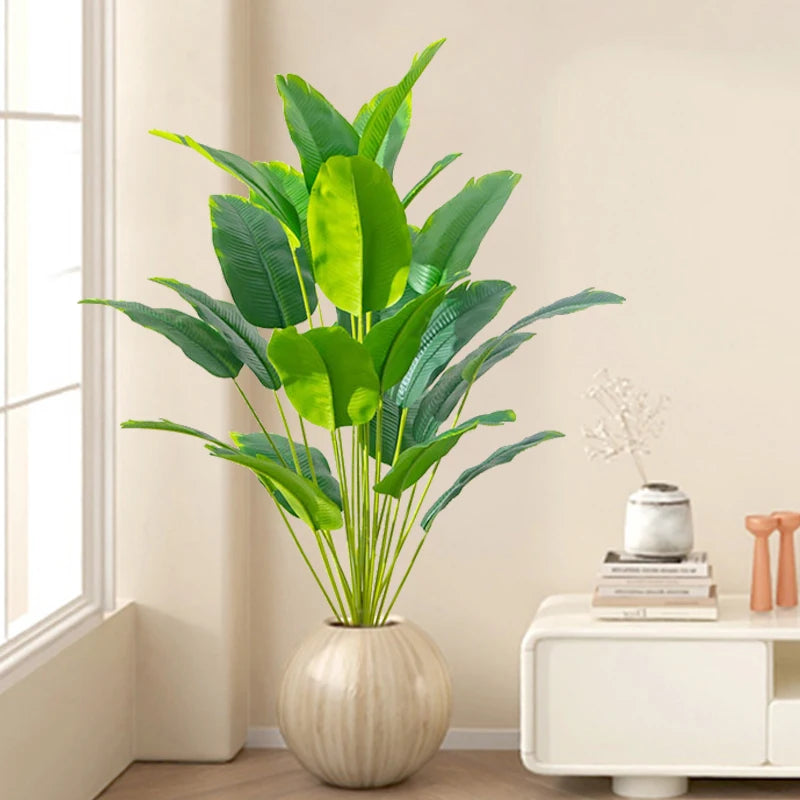 88cm 24 Leaves Large Tropical Palm Tree Fake Banana Plants Leaves Real Touch Strelizia Plastic Monstera Plant for Home Garden