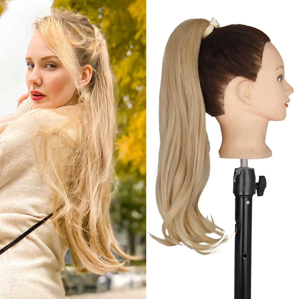 NEW  Synthetic Long Straight Wrap Around Clip In Ponytail Hair Extension Can Be Permed Heat Resistant Pony Tail Fake Hair