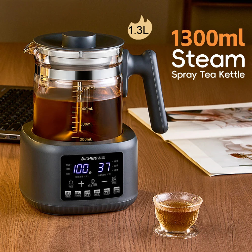 1300ml Steam Spray Tea Kettle Baby Constant Temperature Milk Regulator 316 Stainless Steel Heating Plate Multi Electric Kettle 72h Thermostatic Kettle AU Plug Travel Camping Picnic Home Office Appliances Supplies