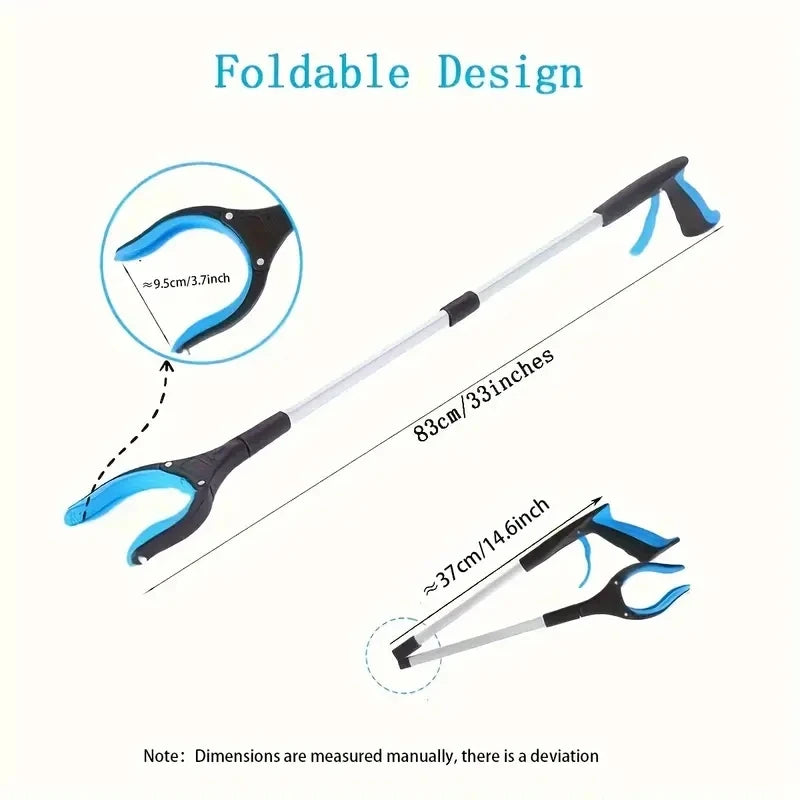 1pc 32" Folding Grabber Picking Tool Suitable Elderly Use Wide Claw Mouth Garbage Picker Strong Magnetic Tip Household Gadgets