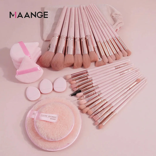 MAANGE 40PCS Professional Makeup Kit 30PCS Makeup Brush Wih Powder Puff Makeup Clean Sponge Concealer Blending Blush Eyeshadow