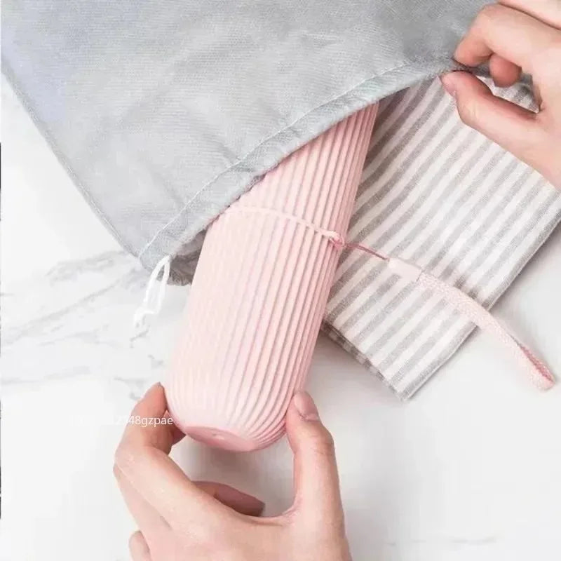 NEW Arrivals 4 PCS Set 4 Colors Travel Hotels Toothbrush Storage Box Vertical Stripe Portable Mouthwash Cup Brushing Cup Box Toothpaste Storage Cartridge Personal Care Supplies