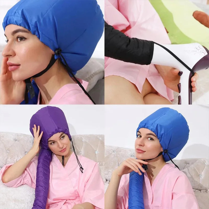 Silver Color Portable Hair Bonnet Dryer Cap Lazy Man Hair Dryer Cap Quick Dry Hair Dryer Heating Set Oil Baking Cap Household Hairdressing Salon Accessories