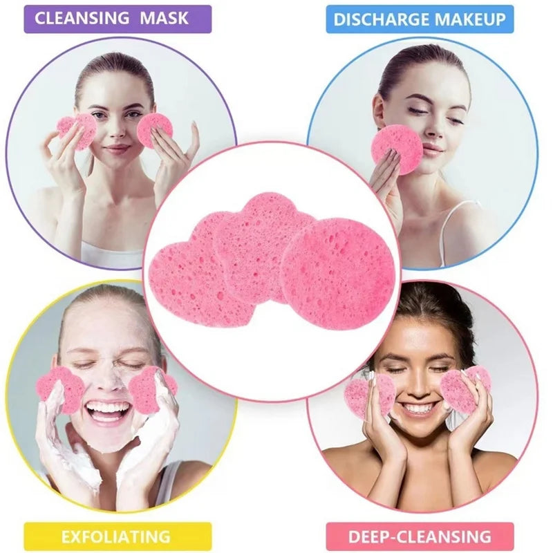 NEW Arrivals 50/100 PCS Set Reusable Facial Sponges Pad Heart Shape Compressed Facial Natural Facial Cleansing Pads Exfoliating For Cleansing ﻿Women Cosmetic Accessories