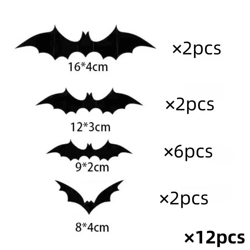 180-215PCS 3 Bags Halloween 3D Bat Decoration Plastic Bat Wall Stickers Furniture Window Yard Sign Decoration Outdoor Lawn Spooky Party Decoration