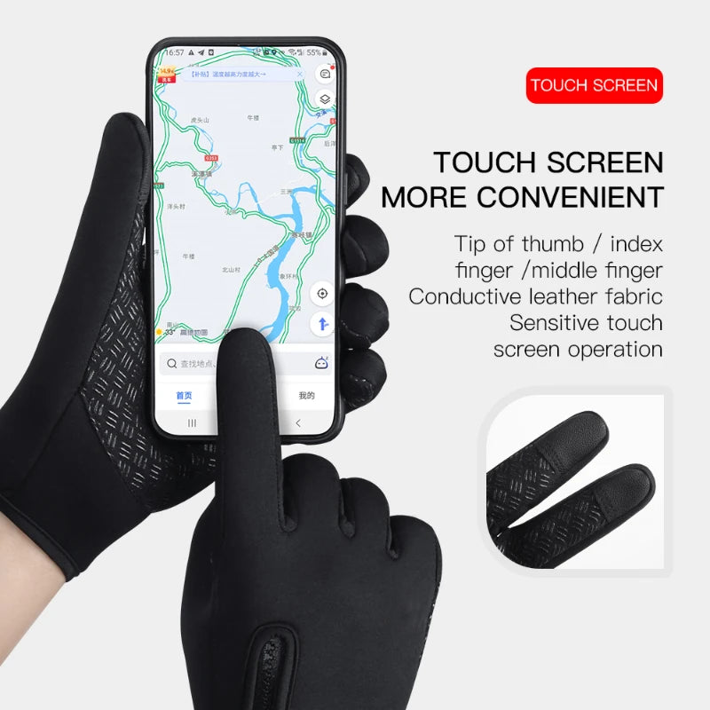 Winter Warm Cycling Gloves Bicycle Warm Touchscreen Full Finger Glove Waterproof Outdoor Bike Skiing Fishing Motorcycle Riding