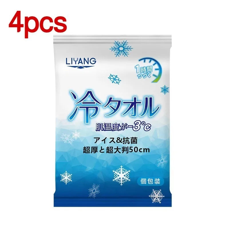 1/5/10/20/30/50 PCS Set Korean Extra Large Cooling Wet Towels Instant Ice Cold Refreshing Summer Portable Oversized Sweat Wipes for Adult Sports Cycling Running Outdoor Driving Hiking