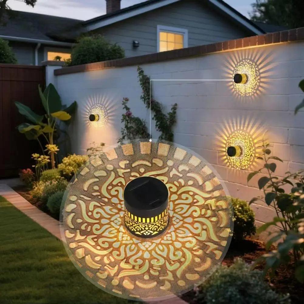 Waterproof Outdoor Lights Decorative Solar Fence Lights Waterproof Outdoor Metal Deck Step Wall Lights for Garden Patio Backyard