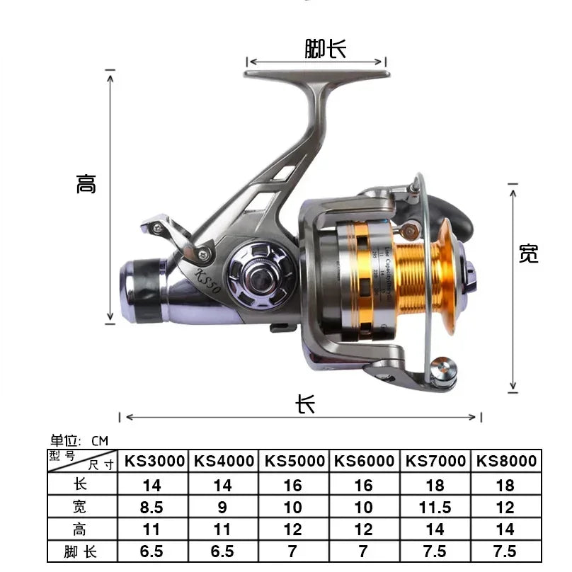 Original OKUMA Metal Wire Cup Professional Japanese High Speed Fishing Spinning Lightweight Reel 20KG9+1BB Front and Rear Brakes for Long-Distance Sea Boat River Lakes Fishing Vessel 3000-6000