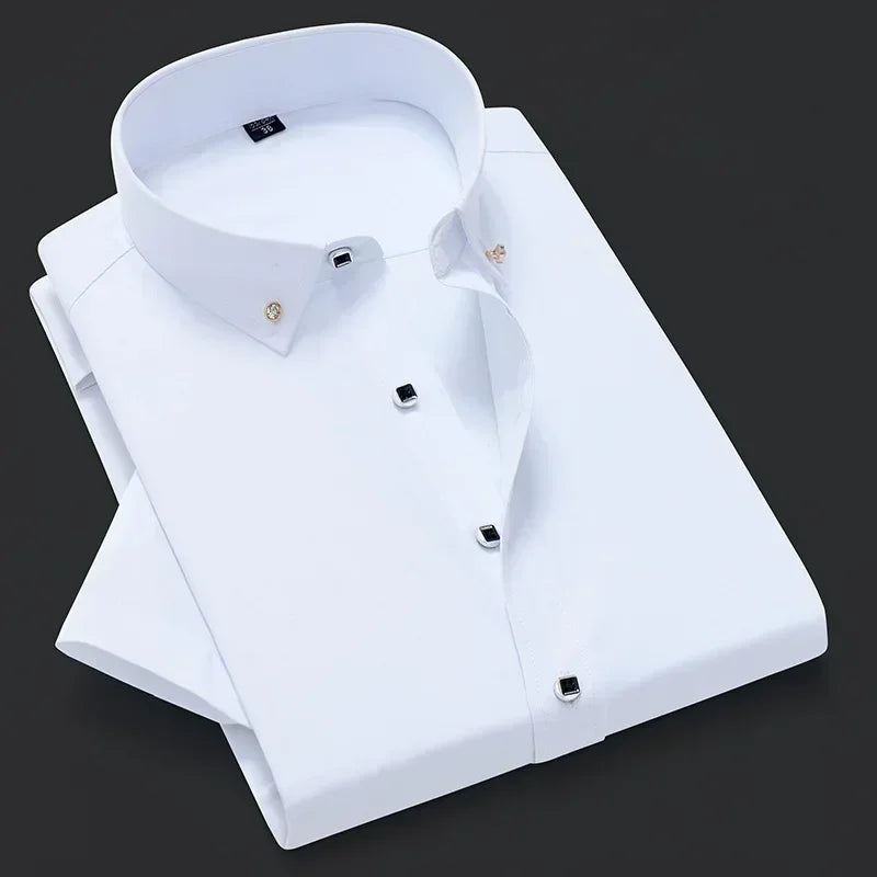10 Colors S(60KG) 5XL(90KG) UK Plus Size New Men's Whit Shirt High End TikTok Popular Clothes Short Sleeve Long Sleeve Casual Suit Bottom Shirts