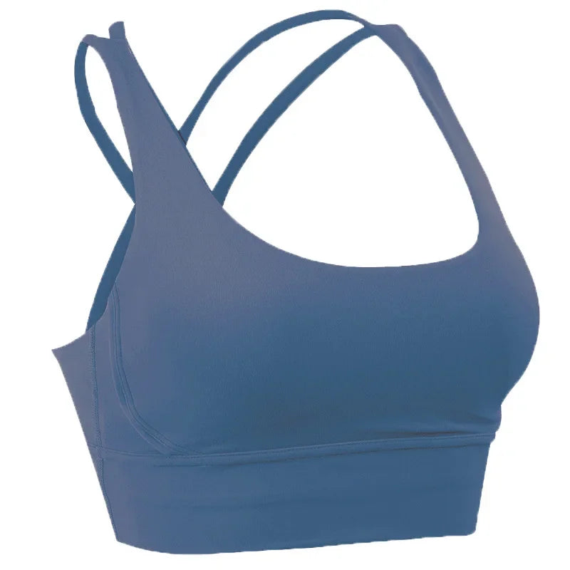 14 Colors S-XL New Push Up Sports Bra Yoga Vest  Cross Back Fitness Sexy Padded Top Gym Shock Absorbing Running Breathable Crop Top Sportswear