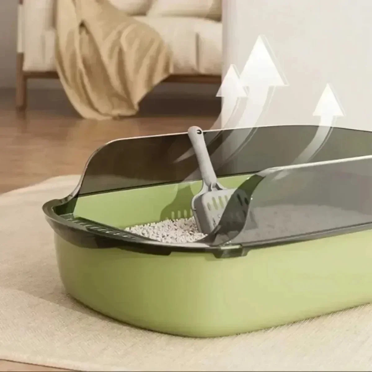 Open Cat Litter Box Thickening Kitty Sandbox Semi-Enclosed High Side Splash Proof Pet Bedpans with Litter Scoop Cat Supplies