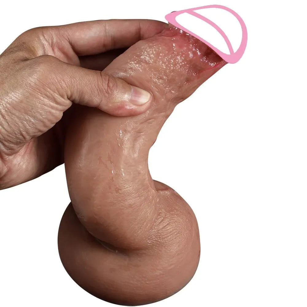 Super Skin Silicone Realistic Dildo Soft Suction Cup Big Huge Strapon Penis Dick Adults Sex Toys For Women Female Masturbator