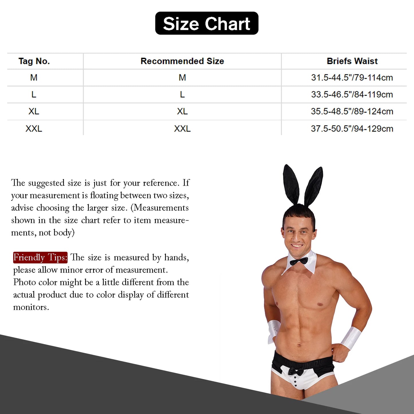 Men Gay Nightwear Tempting Sets Bowknot Briefs with Bunny Ears Headband Bowtie Collar And Cuffs Set for Lingerie Role Play Costumes Supplies Gay Sexy Fashion Clothing Products