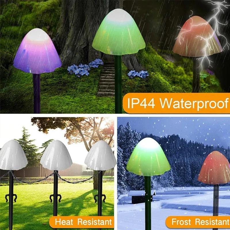 6,5M 30 LED Solar Lights String Mushroom Lawn Fairy Lights LED Solar Lamps Outdoor For Garden Patio Terrace Path Landscape Decoration Lamps