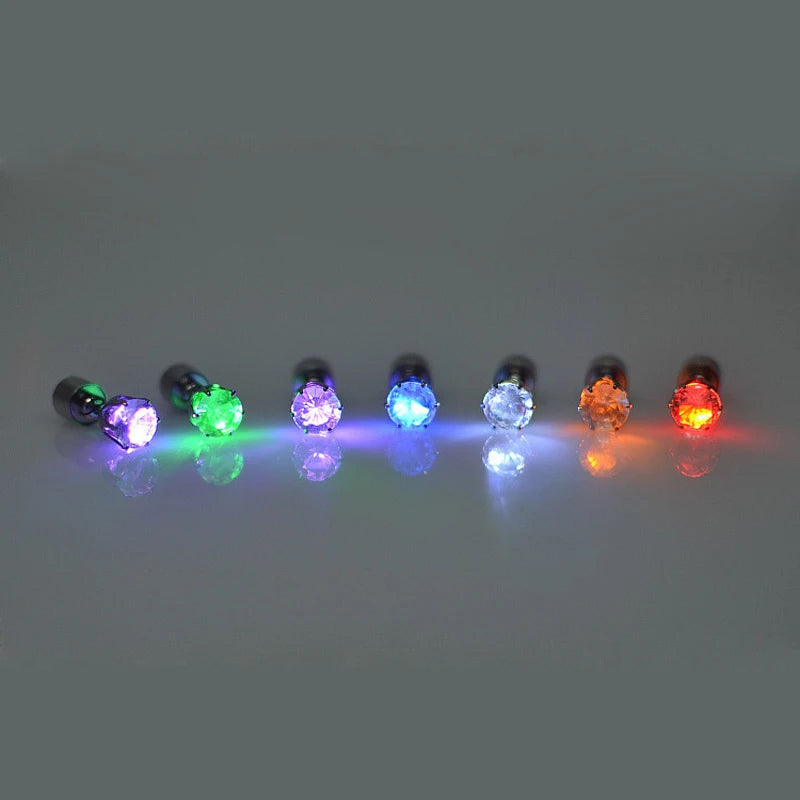 2/5 Pair LED Earring Rave Festival Party Bar Night Club Glowing Earring + Hair Ties Girl Women Ear Accessories Light Up Bling Ear Stud Gogo Dance Fashion Jewelry Accessory Sets