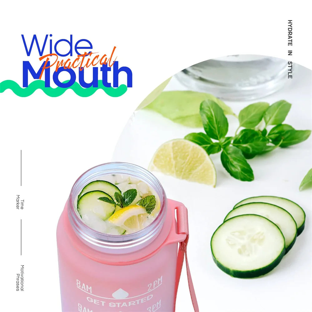 1000ml 32 Oz Leakproof Water Bottles with Times to Drink and Straw Motivational Drinking Sports Water Bottle for Fitnes Gym Outdoor