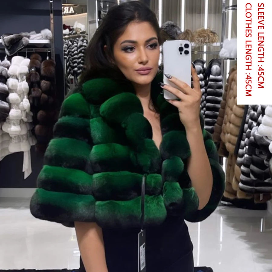 NEW Arrivals XS-4XL 6 Colors Winter Real Rabbit Fur Coat Women Real Fur Coat Female Luxury Natural Rabbit Fur Coat Best Selling High Quality Chinchilla Colors Girls Winter Fashion Clothing Supplies