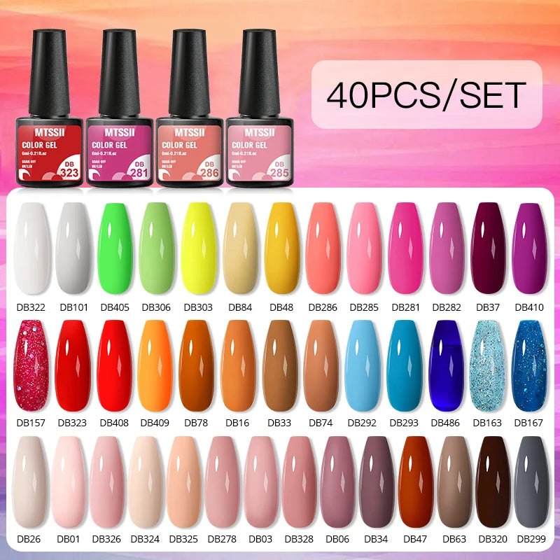 NEW Arrivals 24/40.120PCS Set Colors Gel Nail Polish Set Semi Permanent Hybrid Gel Varnish Set Base Top Coat Soak Off UV LED Nail Gel Kits Manicure Pedicure Accessories Nail Care Tools Sets Cosmetic Supplies