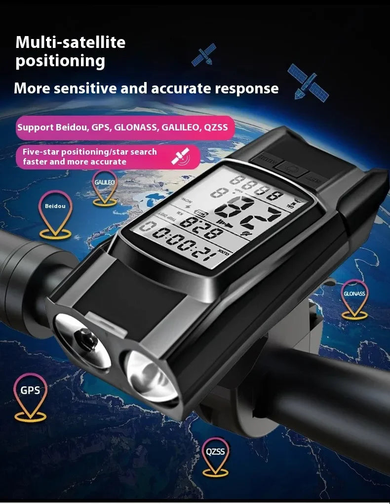 NEW GPS Wireless Code Table Speaker Light 3 in1 Five-Star Positioning 4000mAh Long Endurance High Brightness Riding Equipment Bicycle Accessories