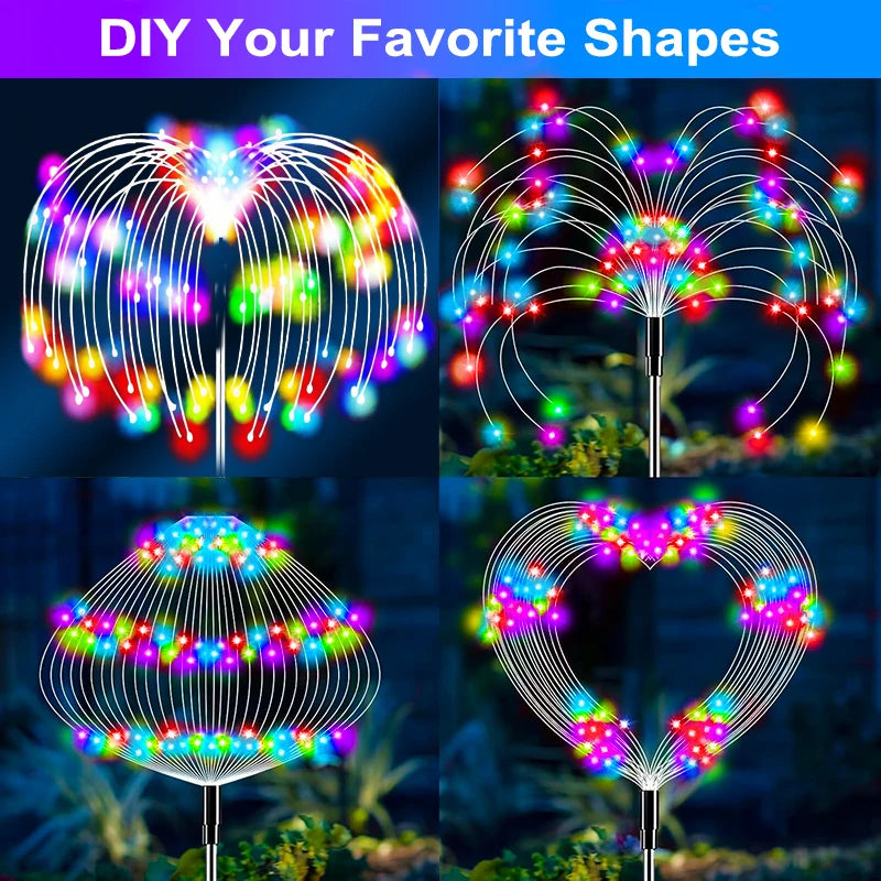 Outdoor 150 LEDS Solar Patio Lights Waterproof Christmas Decor Firework Ground Socket Lights for Yard Garden Pathway Lawn Street