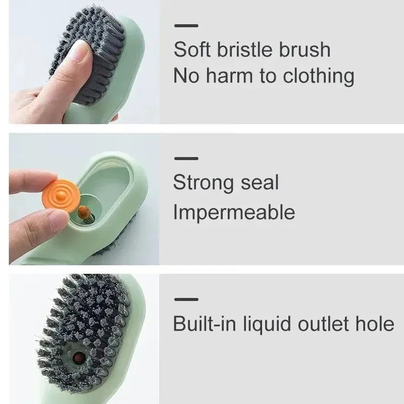 NEW Arrivals Multi-Function Cleaning Shoe Brush Soft Automatic Liquid Shoe Brush Long Handle Clothes Soap Brush With Hook Clean Tool