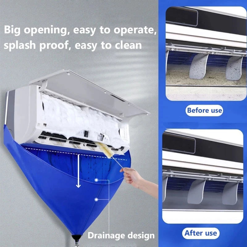 NEW Arrivals 8PCS Set 90cm Air Conditioner Cleaning Cover Hanging AC Water Washing Bag Reusable Summer Cleaner Tools Thickened with Pipe Home Cooling Accessories