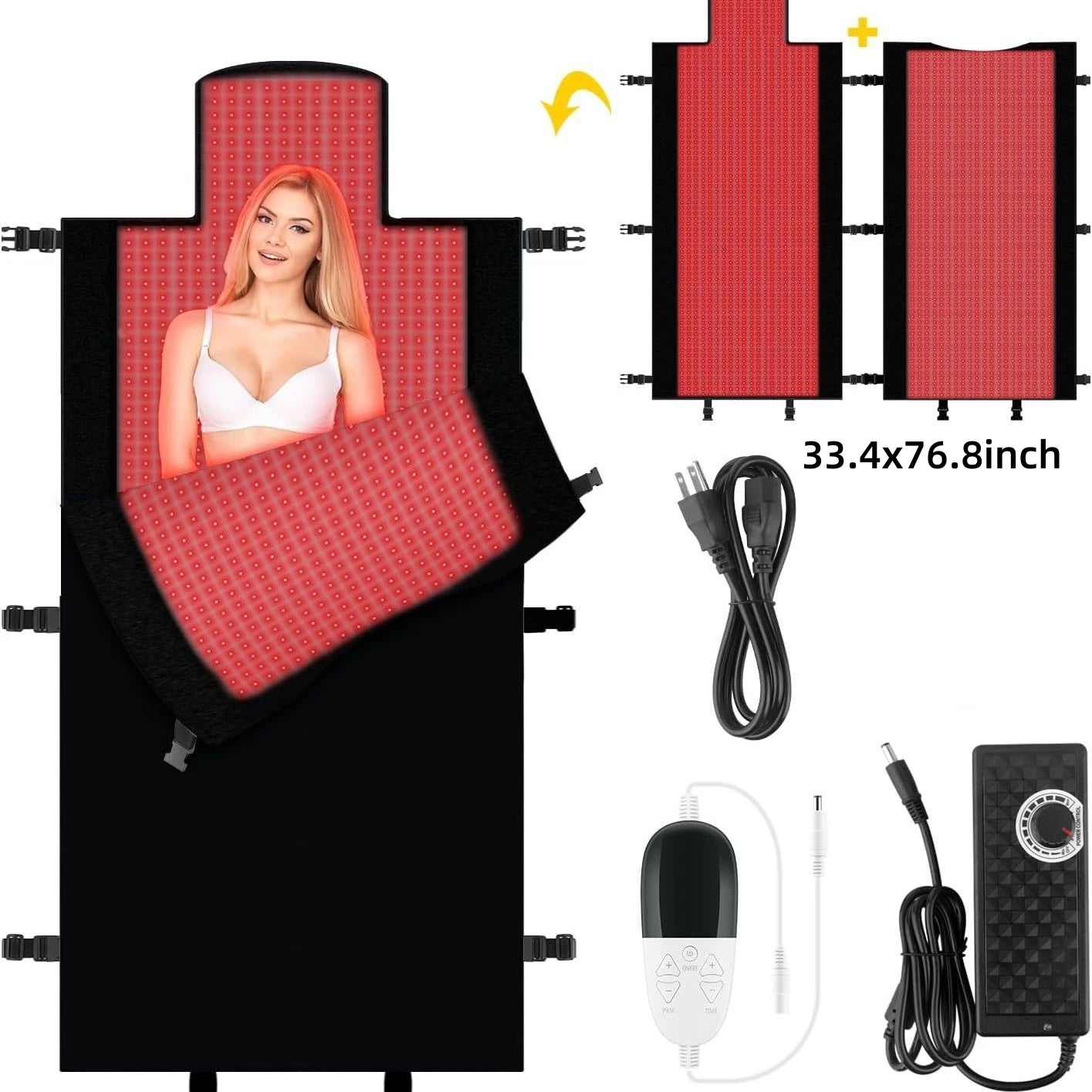HOT SALE 325/1370/2570pcs LED's Red Light Therapy with Remote Control Infrared Mat 660nm 850nm Red Light Blanket Pad Phototherapy Waist Heating Body Pain Relief Full Body Healing Muscles Back Legs Treatment Machine Health Car