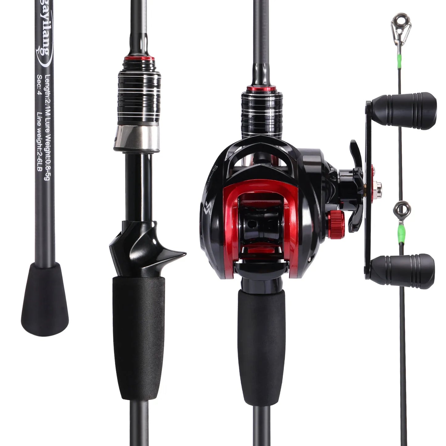 NEW Fishing Set Left/Right  Lure Rod Fishing Combo 2.1m 4 Section Carbon Fiber Rod 7.2:1 Gear Ratio Magnetic Brake System Fishing Left/Right Reel Fishing Kit Ocean Lake River Professional Fishing Supplies