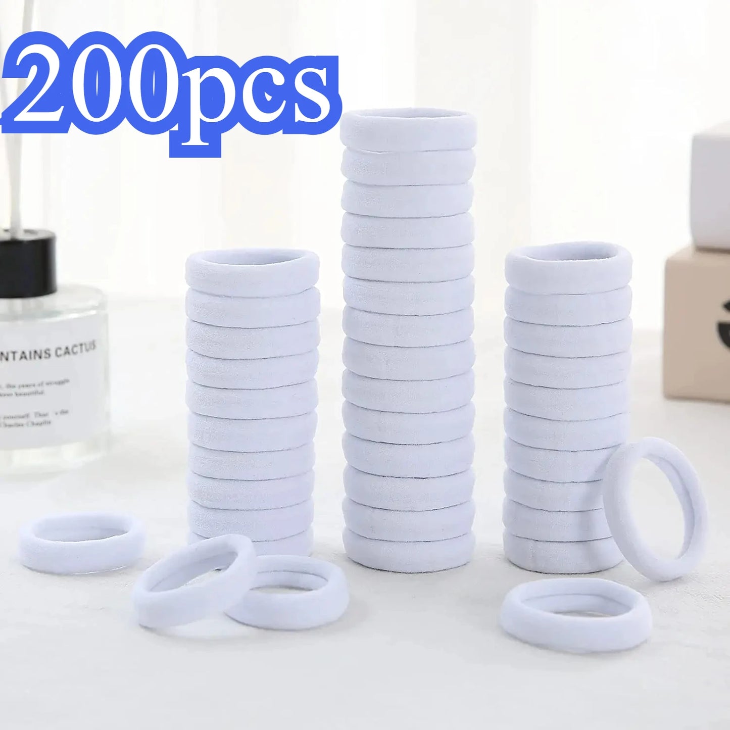 NEW Arrivals 200 PCS Set White/Coffee/Black Color Hair Bands for Women Girls Hairband High Elastic Rubber Band Hair Ties Ponytail Holder Scrunchies Accessories Women Hair Care Products