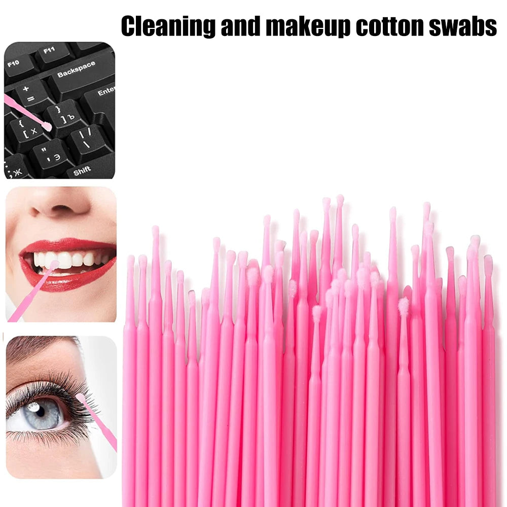 500/1000PCS 4 Colors Eyelash Wool Fiber Cleaning Brush Highly Colorful Crystal Brush Eyelash Micro Brush Beauty Makeup Clean Remover Tool Women Cosmetic Accessories