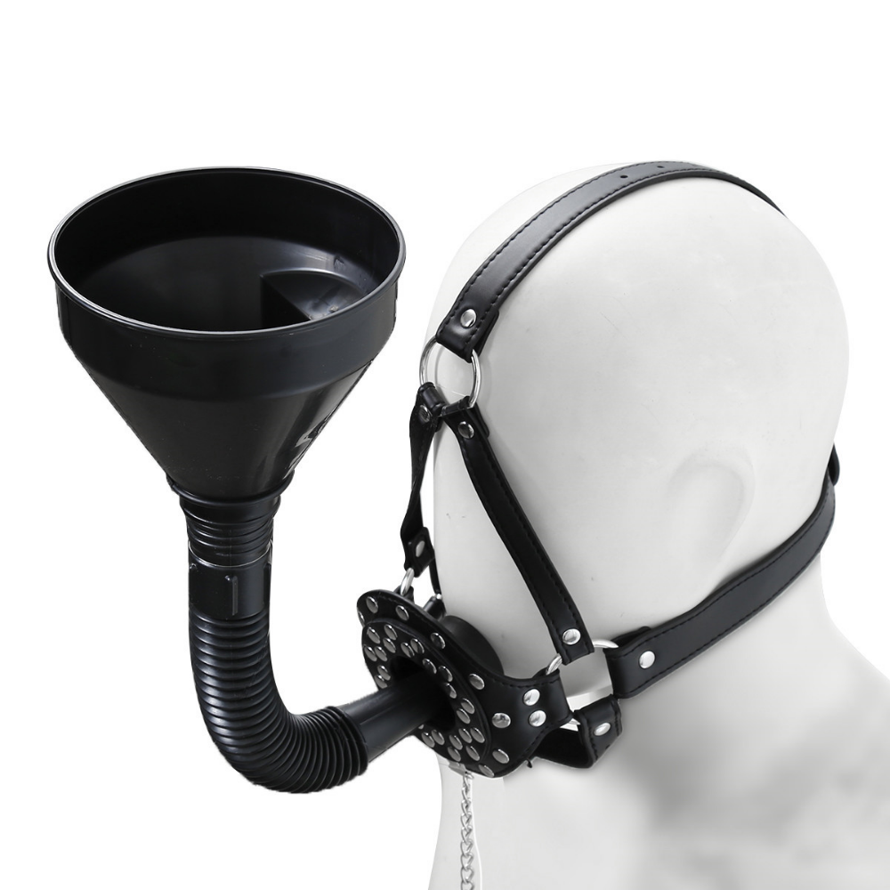 Urinal Funnel Oral Enema Drool Plug Gag Bondage BDSM Mask Fetish Hood Adult Slave Play Sex Toy Female Male Exotic Accessories