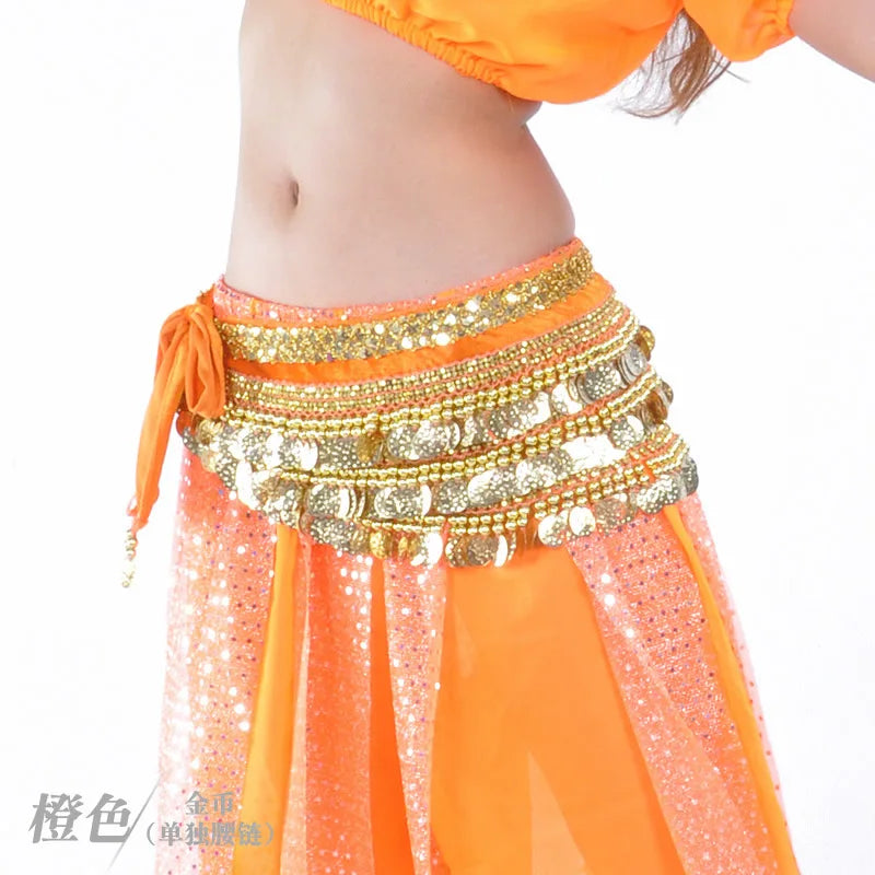 NEW Arrivals 10 Patterns Women Belly Dance Coins Belt Belly Oriental Dance Hip Scarf Costume Accessories Dancing Skirt Decoration