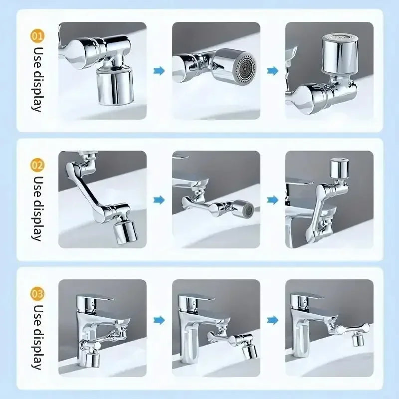2 PCS Set Swivel Faucet Extender, ABS Robotic Arm, Single Mode,1080° Rotating Universal Faucet Extension, Swivel Faucet For Bathroom Kitchen Sink Washing Accessories