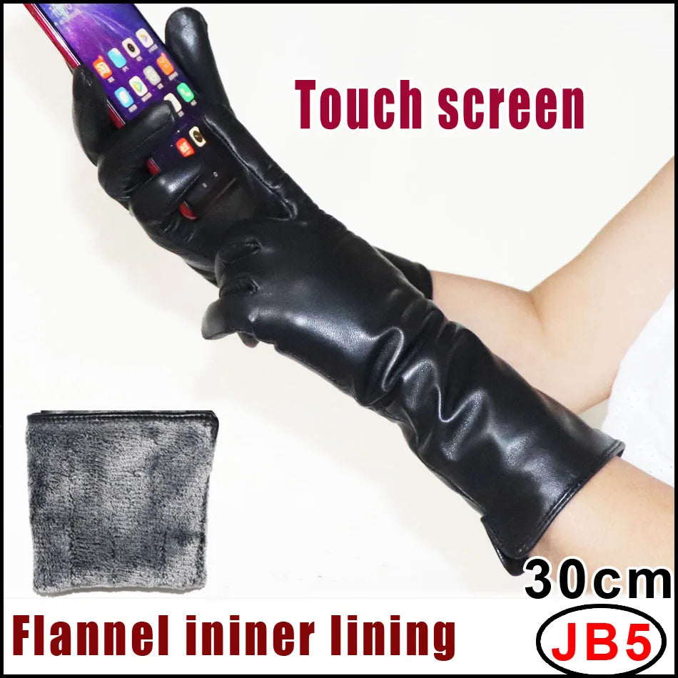 NEW Arrivals  Genuine Real Leather Gloves 100% Sheepskin Long Gloves Women's Winter Warm Fleece Lining Over Elbow Arm Sleeves Color Ladies Fashion Apparel Accessories