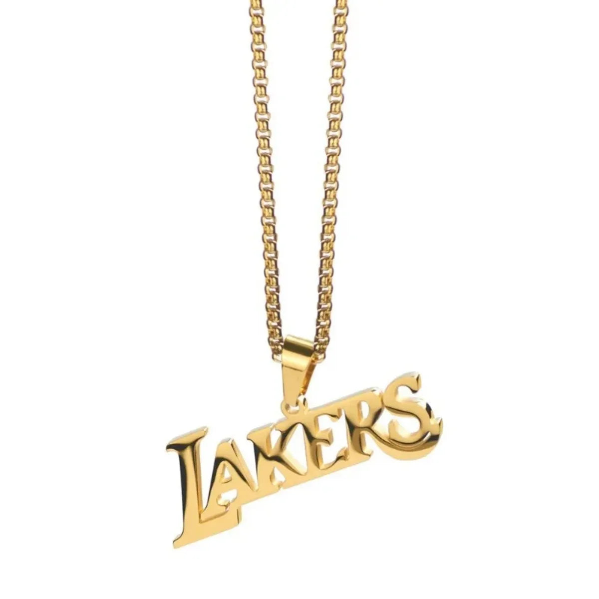 LAKERS Commemorative Logo Silver and Colorful Pendant Necklace, Titanium Steel Unisex Jewelry for Basketball Super Fans