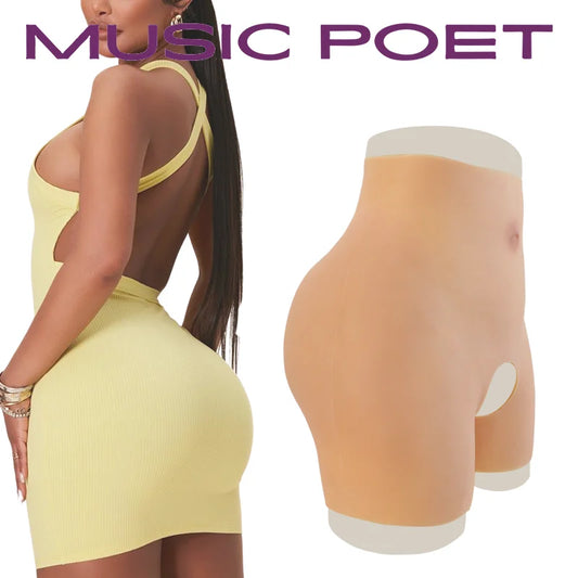 MUSIC POET High Waist Silicone Pants 1.8kg Big Sexy Fake Buttocks and Hips Enhancement Shapewear for Woman Realistic Ass Cosplay