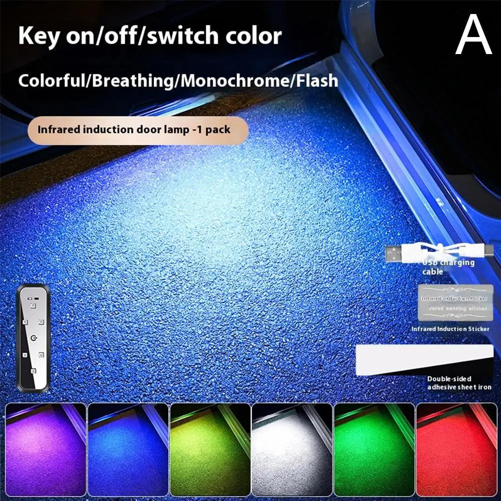 NEW Arrivals 4PCS Set  Magnetic Control Door Lighting Warning Anti-Collision LED Ambient Welcome Emergency Alarm Strobe Light Automotive Accessories Car Tools Set Supplies