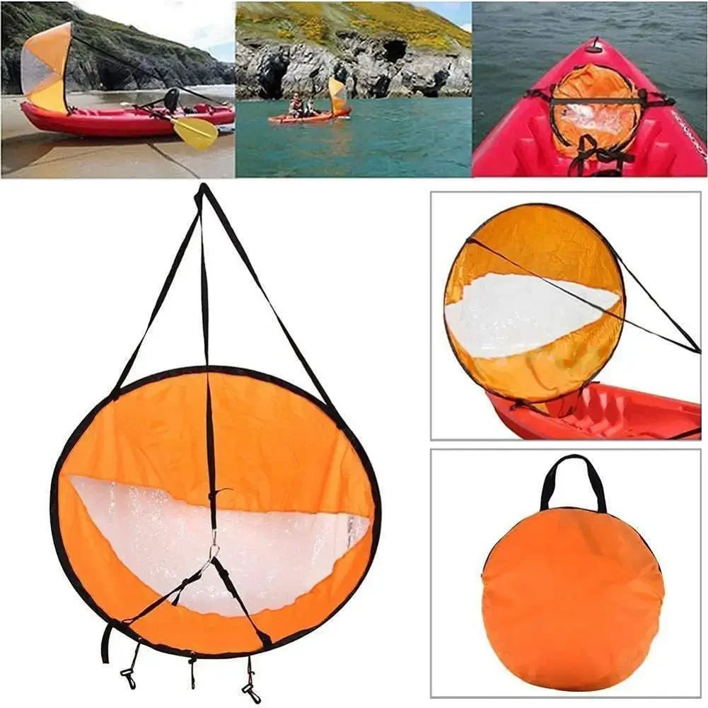 5 Colors Kayak Downwind Paddle Inflatable Canoe Boat Drift Sails with Clear Window Boat Folding Thruster Fittings Summer Water Sports Accessories