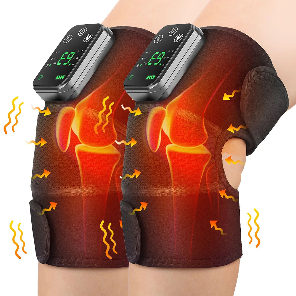 NEW 1-2 PCS Set 4000mAh Rechargeable Knee Massager 3 Gear Vibration Massage Adjustable Shoulder Brace Electric Heating Pads Leg Knee Warmer Health Care Supplies