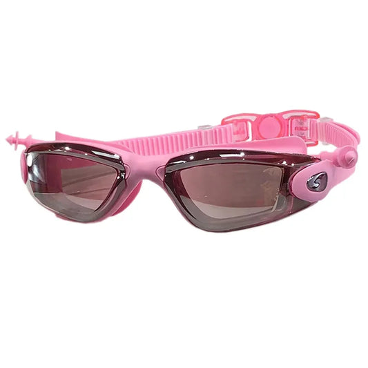 NEW Arrivals Glowing Silver 4 Colors Professional Swimming Goggles Adult New Model Silicone Integrated Earplugs Electroplated Anti-Fog Swimming Water Pool Beach Diving Goggles