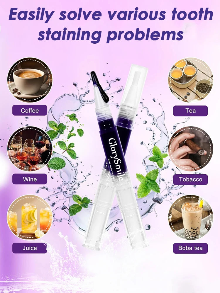 NEW Arrivals 1-5 PCS Set Purple Instant Teeth Whitening Pen Tartar Toothpaste Cleaning Tooth Stain No Sensitivity for a Brighter Whiter Smile Decay Care