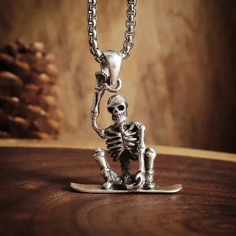 26 Types Gothic Hell\'s Grim Reaper Scythe Pendant Mystical Demon Skull Necklace Men\'s Motorcycle Punk Rock Halloween Jewelry