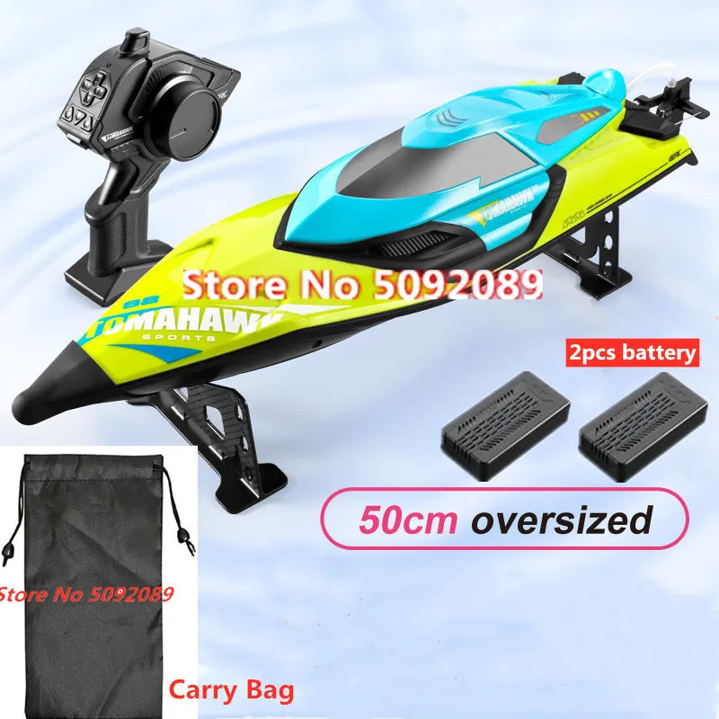 NEW Set 70KM/H High Speed 50CM Big 200M with Remote Control + 3 Batteries Ship Boat Rowing Waterproof Capsize Reset RC Racing Boat Speedboat Add Carry Bag Adults Kids Water Sports Supplies