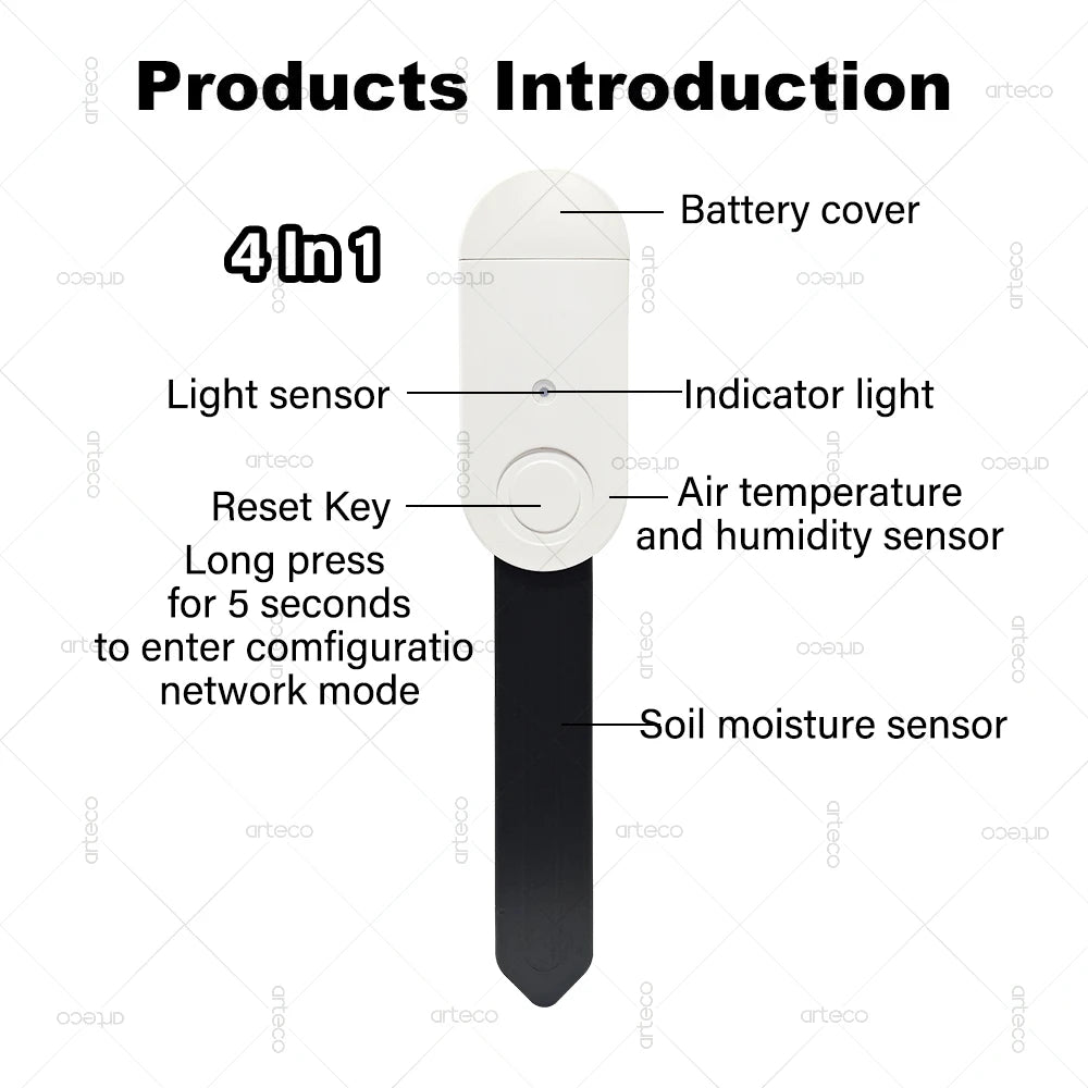 APP Control TUYA Zigbee Smart Soil Tester, illuminance Temperature Humidity Meter Moisture Sensor 4 In 1 Real Time Monitor For TUYA APP Zigbee2MQTT Home Gardening Accessories